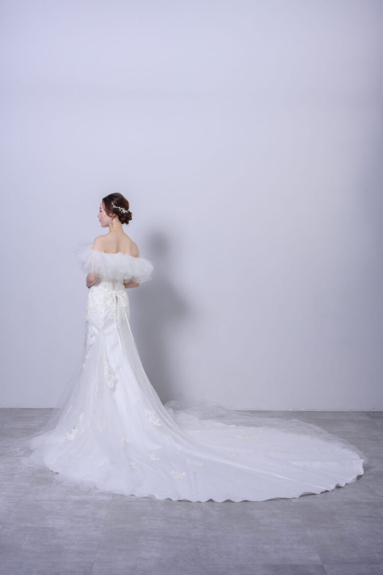 結婚式 ウエディングドレス ウェディングドレス レース マーメイドライン ハートカット ロングトレーン チュール